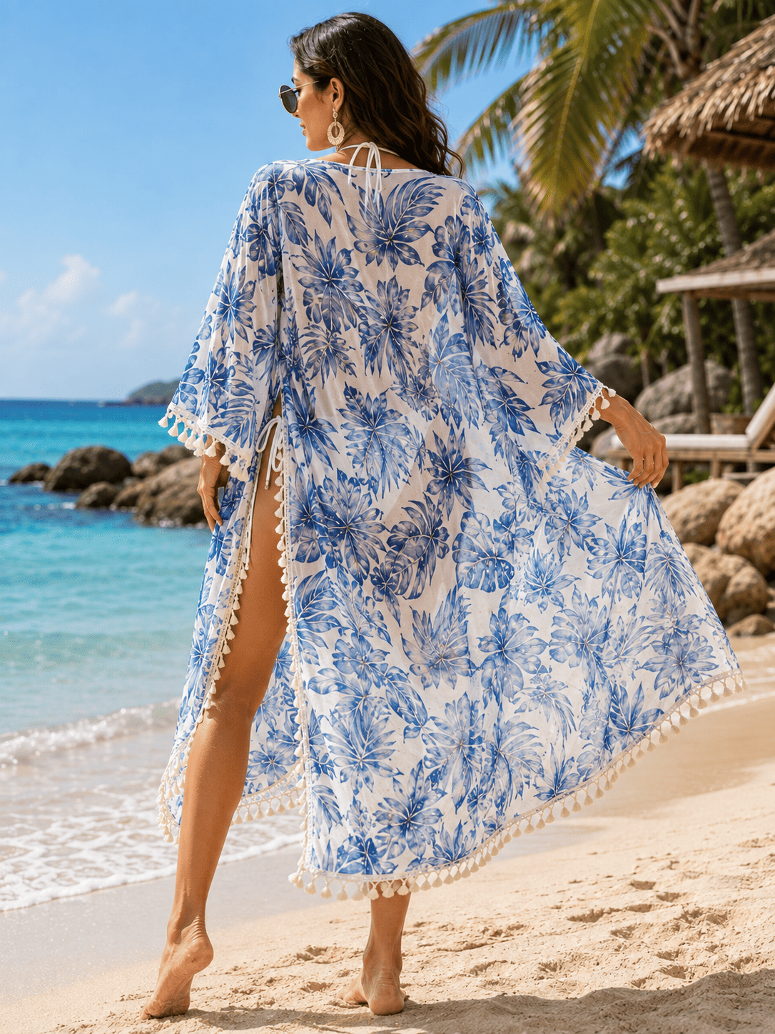 Tropical Breeze Floral Beach Kimono - Image 3
