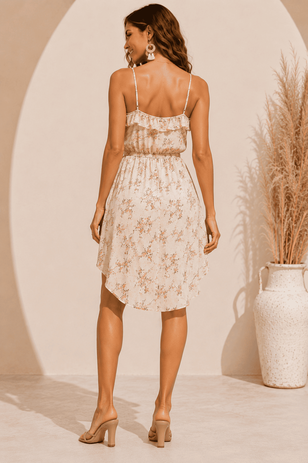Women’s Floral Ruffle Wrap Midi Dress - Image 11