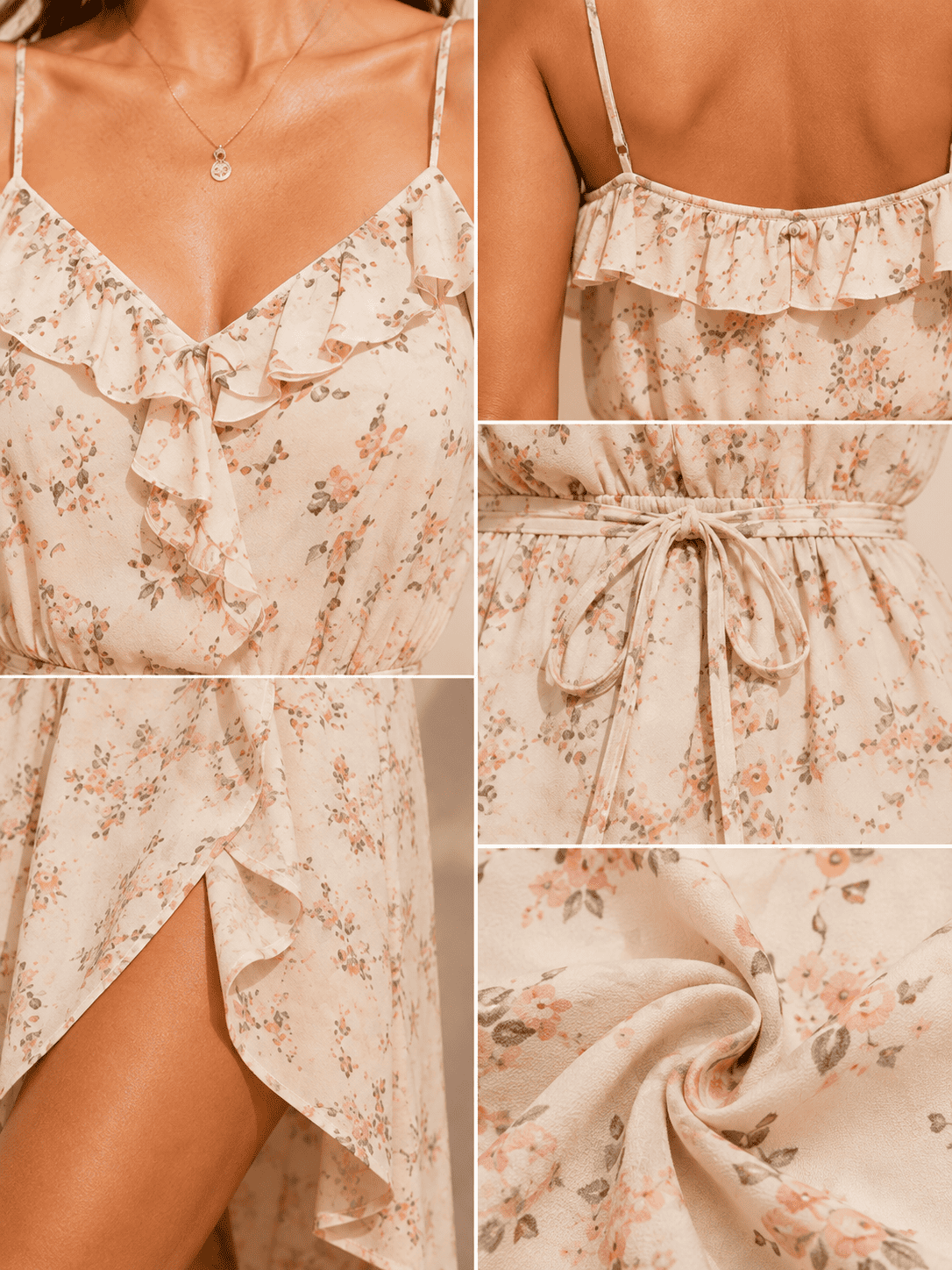 Women’s Floral Ruffle Wrap Midi Dress - Image 12