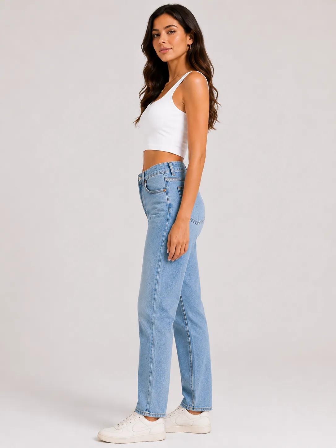 Ribbed Square-Neck Cropped Tank Top - Image 2