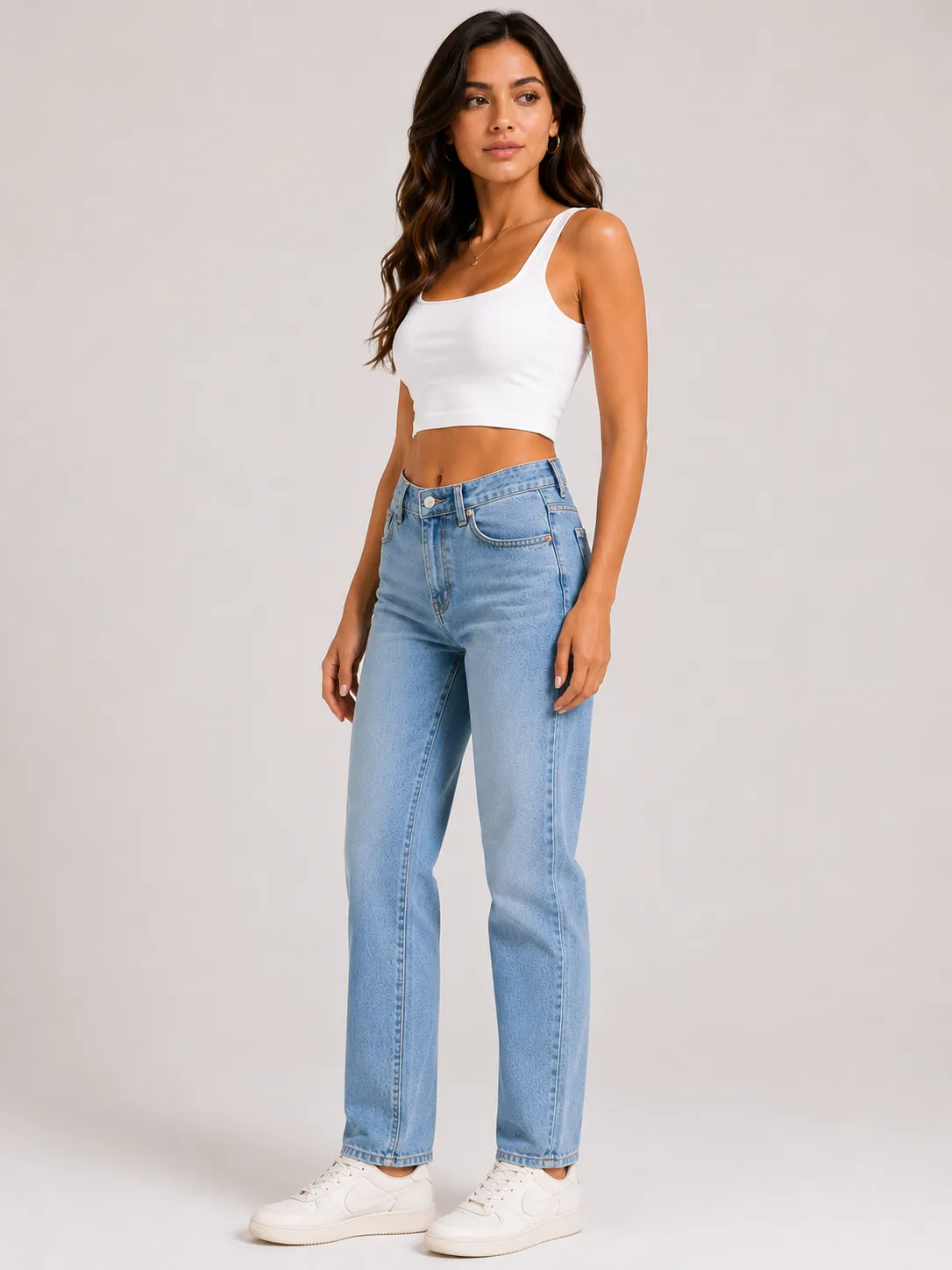 Ribbed Square-Neck Cropped Tank Top - Image 3