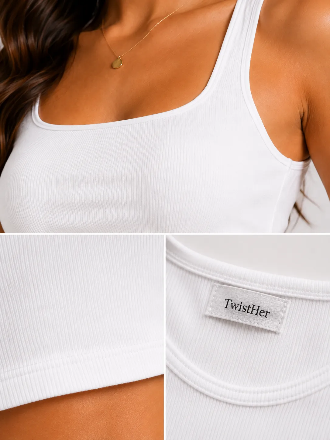 Ribbed Square-Neck Cropped Tank Top - Image 8